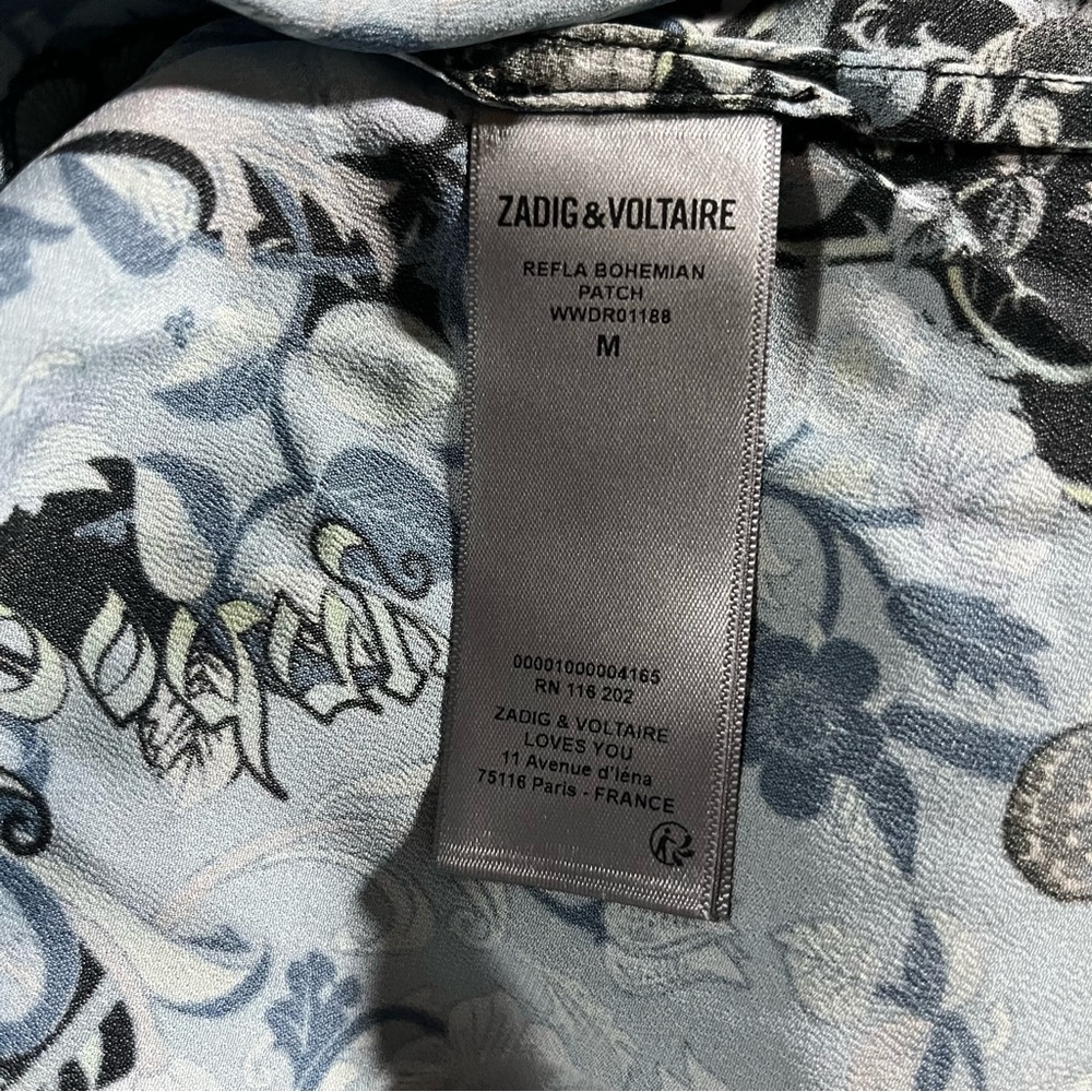 NWT Zadig & Voltaire Refla bohemian Patch Oxford blue printed Dress - Picture 14 of 15